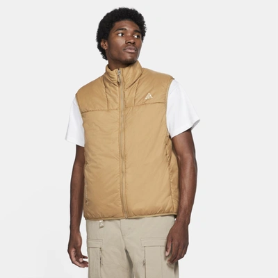 Shop Nike Acg "rope De Dope" Packable Insulated Vest In Golden Beige