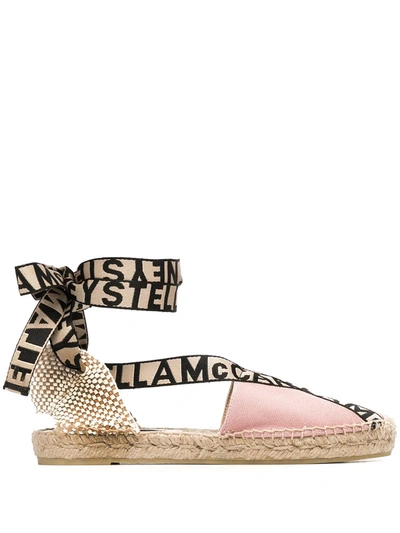 Shop Stella Mccartney Gaia Logo Strap Espadrilles In Pink