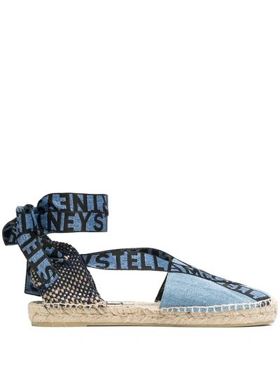 Shop Stella Mccartney Gaia Logo Strap Espadrilles In Blue