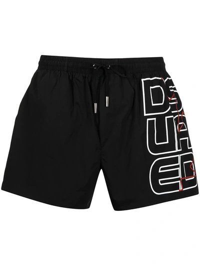 Shop Dsquared2 Logo-print Swim Shorts In Black