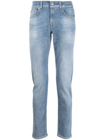 Shop 7 For All Mankind Straight Leg Jeans In Blue