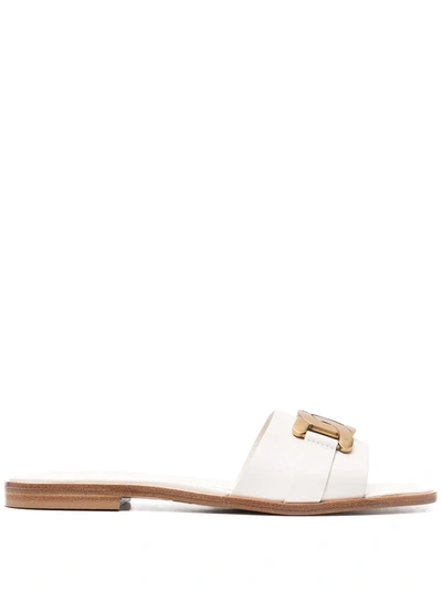 Shop Tod's Chain-detail Mule Sandals In White