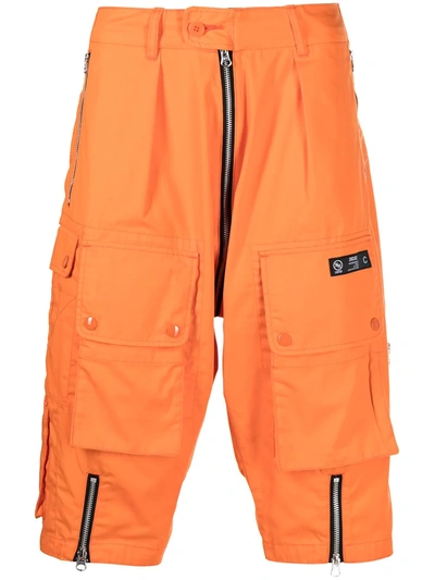 Shop Neighborhood Airborne Dropped-crotch Shorts In Orange