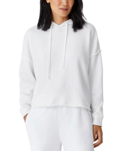 Shop Eileen Fisher Organic Cotton Cropped Hoodie In White