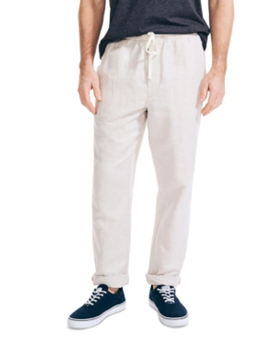 Shop Nautica Men's Classic-fit Elastic Drawstring Linen Pant In Wheat Flax