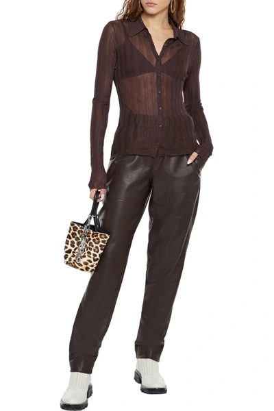 Shop Rag & Bone Pacey Ribbed-knit Shirt In Chocolate