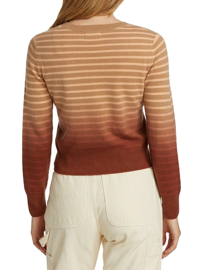 Shop Naadam Two-tone Striped Crewneck Sweater In Camel Combo