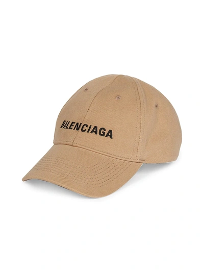 Shop Balenciaga Logo Baseball Cap In Beige Black