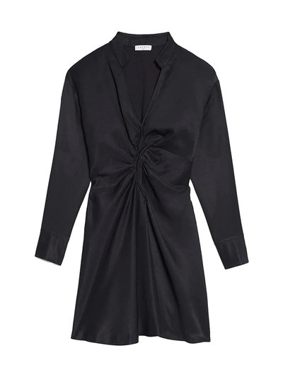 Shop Sandro Women's Celia Ruched Shirtdress In Navy Blue