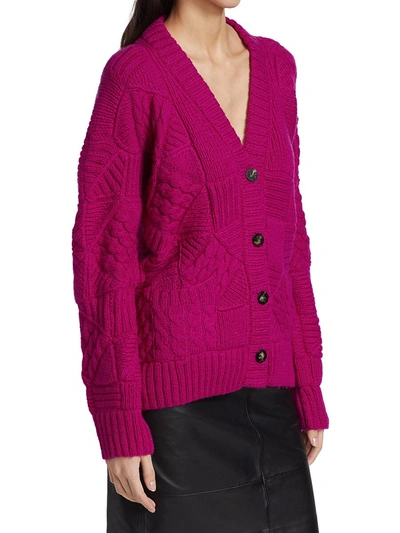 Shop Alejandra Alonso Rojas Oversized Patchwork Cardigan In Hot Pink