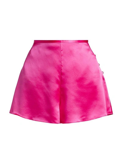 Shop Alejandra Alonso Rojas Satin Tap Shorts In Hot Pink