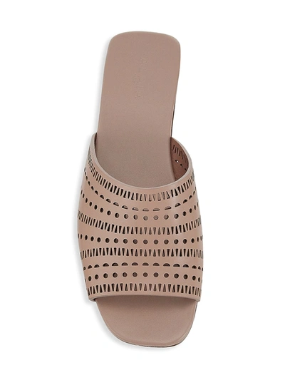 Shop Alaïa Lasercut Leather Slide Sandals In Blanc Craie