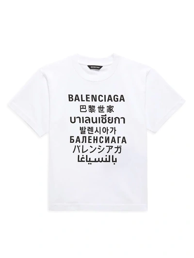 Shop Balenciaga Little Kid's & Kid's Graphic Logo T-shirt In White