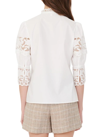 Shop Maje Women's Cebella Lace Inset Cotton Shirt In White