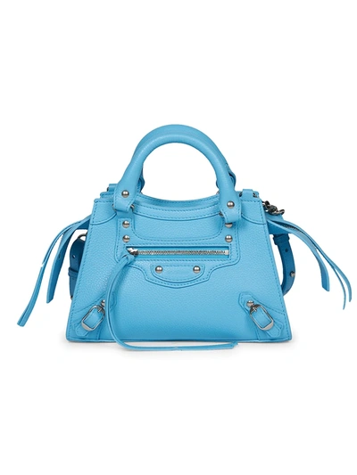 Shop Balenciaga Mini Neo Classic Leather Satchel In Cielo