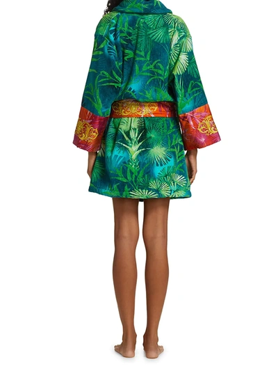 Shop Versace Women's Jungle Print Cotton Robe In Green