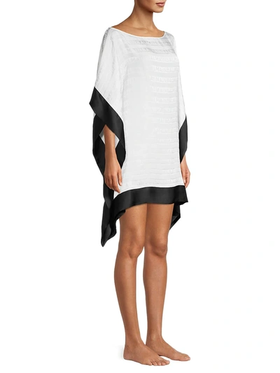 Shop Balmain Short Silk Kaftan In White Black