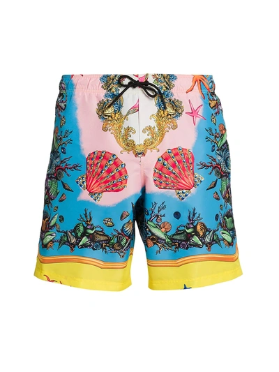 Shop Versace Men's Trésor De La Mer Swim Trunks In Yellow Multicolor
