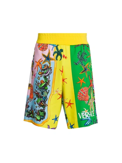 Shop Versace Tr Sor De La Mer Shorts In Yellow Multicolor