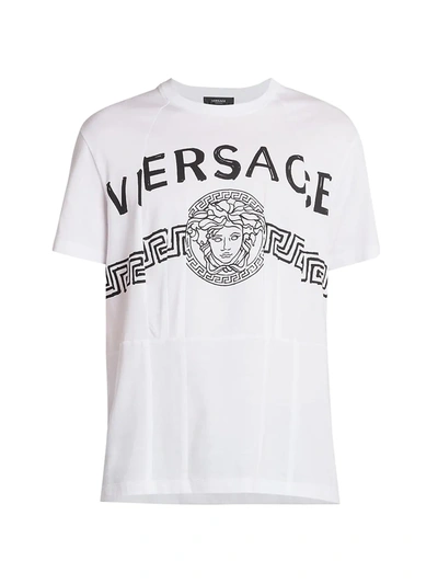 Shop Versace Medusa Split Logo T-shirt In Optical White