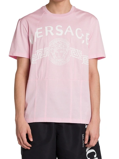 Shop Versace Medusa Split Logo T-shirt In Optical White