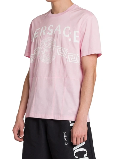 Shop Versace Medusa Split Logo T-shirt In Light Pink