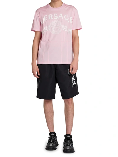 Shop Versace Medusa Split Logo T-shirt In Light Pink