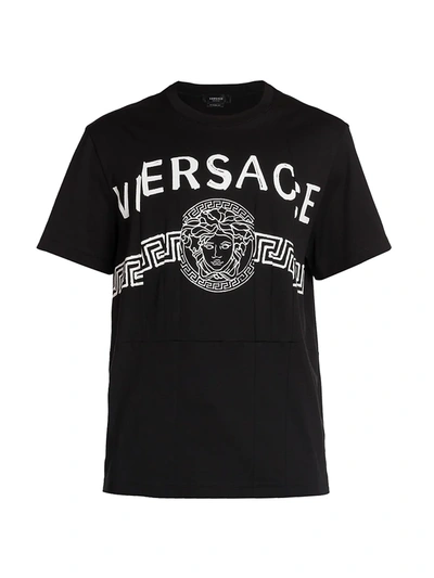 Shop Versace Medusa Split Logo T-shirt In Black