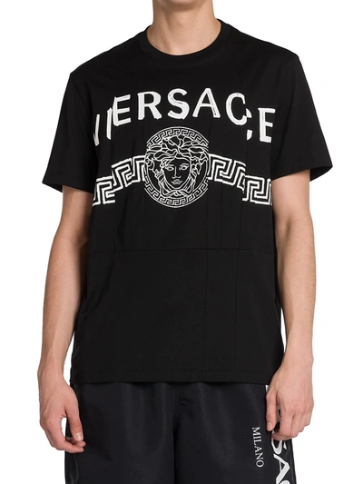 Shop Versace Medusa Split Logo T-shirt In Black