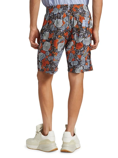 Shop Mcq By Alexander Mcqueen Men's Lichen Printed Shorts In Slate Orange Foliose