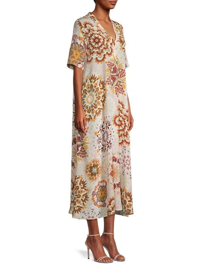 Shop Momoní Altamura Maxi Tunic Dress In Beige Multi