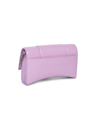 Shop Balenciaga Hourglass Leather Wallet-on-chain In Lilac