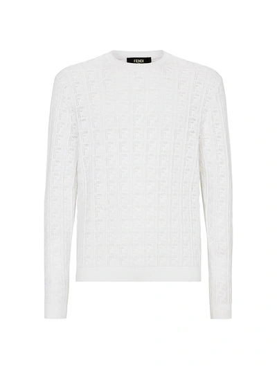 Shop Fendi Allover Knit Sweater In White