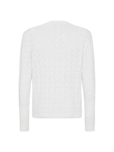 Shop Fendi Allover Knit Sweater In White