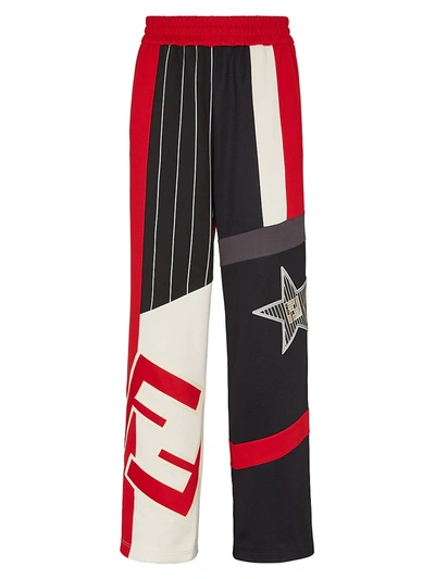 Shop Fendi Men's Ff Active Star Track Pants In Red Black