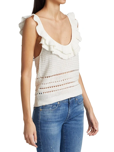 Shop 7 For All Mankind Crochet Ruffle Camisole Top In Ecru