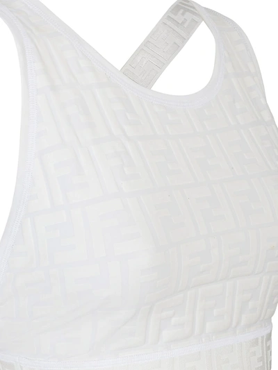 Shop Fendi Logo Ff Rama Embossed Fitness Top In Milk White