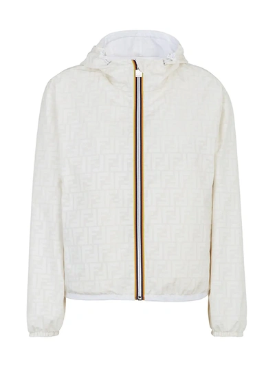 Shop Fendi Women's Logo Kway  Cropped Jacket In White
