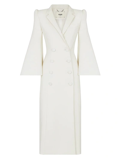 Shop Fendi Wool Blend Double Breasted Coat In White
