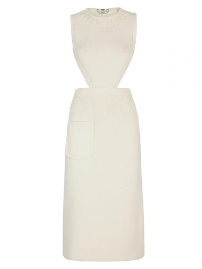 Shop Fendi Apron Midi Dress In White