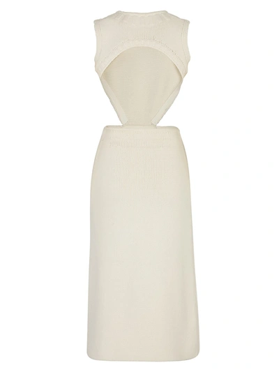Shop Fendi Apron Midi Dress In White
