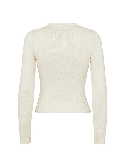Shop Fendi V-neck Knit Sweater In White