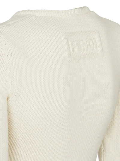 Shop Fendi V-neck Knit Sweater In White