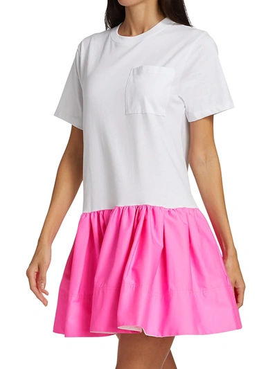 Shop Tanya Taylor Katelyn Flounce-hem T-shirt Dress In Optic White