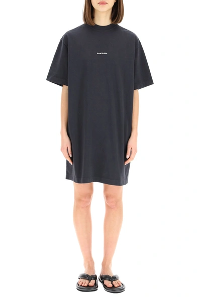 Shop Acne Studios T-shirt Dress With Logo In Black