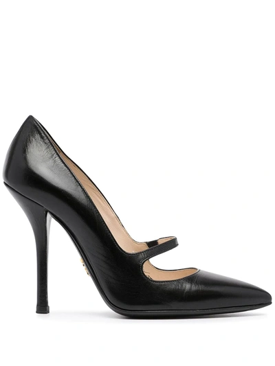 Pre-owned Prada Strap Detail Pointed Pumps In Black