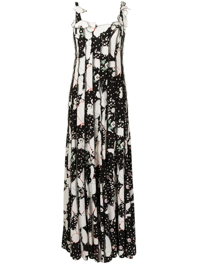 Pre-owned Valentino Floral Print Pleated Gown In Multicolour