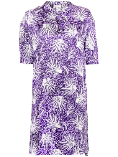 Pre-owned Dries Van Noten Floral Print Shirtdress In Purple