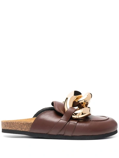 Shop Jw Anderson Chunky-chain Mules In Brown