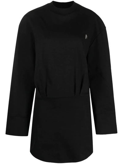 Shop Attico Irene Logo Plaque Sweatshirt Dress In Black